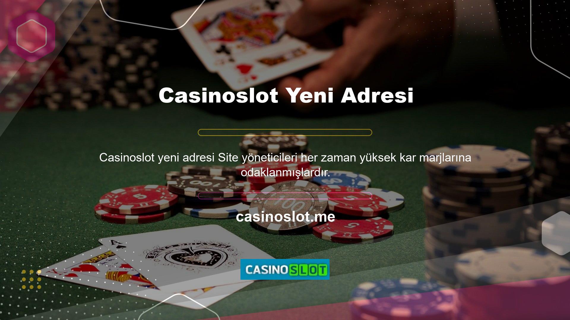 Casinoslot, eski giriş adresiyle aynı olan yeni bir giriş adresi kullanarak kullanıcılara uygun maliyetli bir yöntem sunar